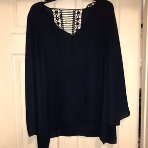 Navy blue sheer flowy top. Like new.